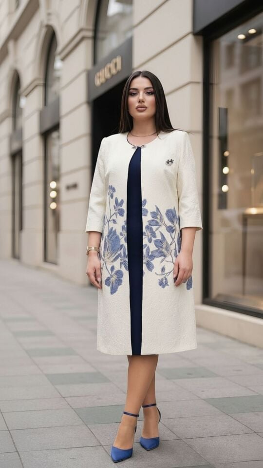 Çiçek Desenli, Jakar Ceket, Kadın Takım Elbise | Doğaner Women (1453)