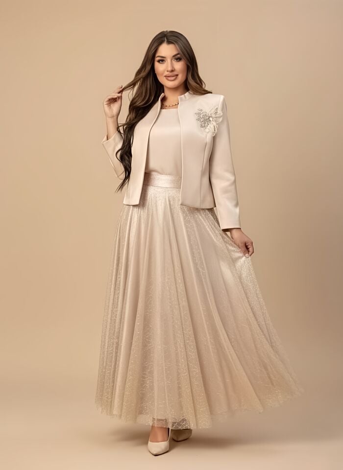 Doğaner Women | Jakar Ceket, Sim Dantel Etekli, Kadın Takım Elbise (4280)