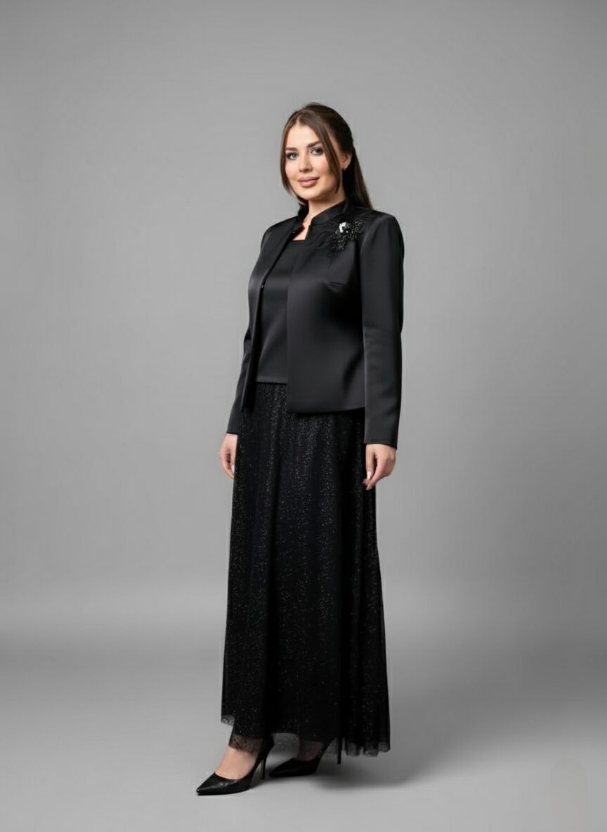 Doğaner Women | Jakar Ceket, Sim Dantel Etekli, Kadın Takım Elbise (4280)