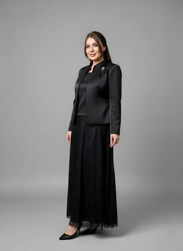 Doğaner Women | Jakar Ceket, Sim Dantel Etekli, Kadın Takım Elbise (4280)