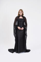 Doğaner Women | Payet Kumaş, Pelerinli Abiye