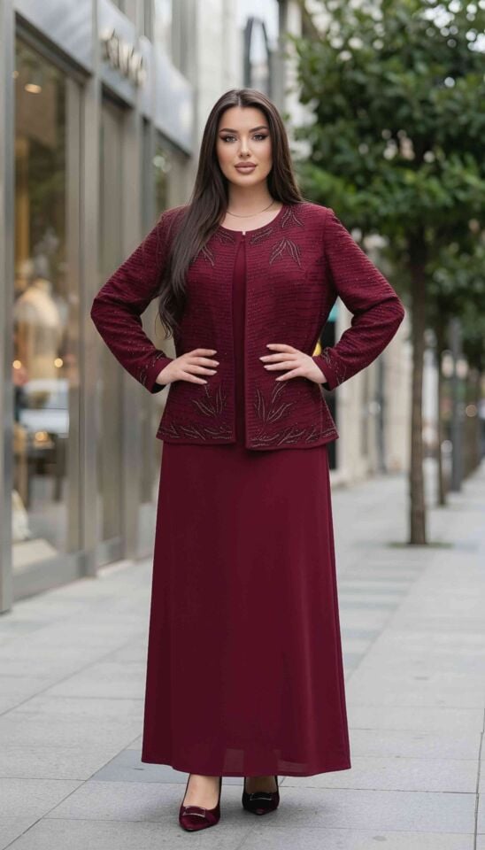 Taş İşlemeli, Kadın Abiye Takım Elbise | Doğaner Women (3362)