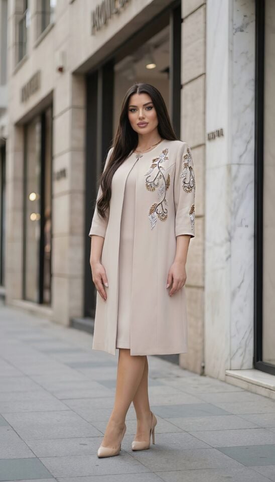 Taş İşlemeli, Kadın Abiye Takım Elbise | Doğaner Women (4469)