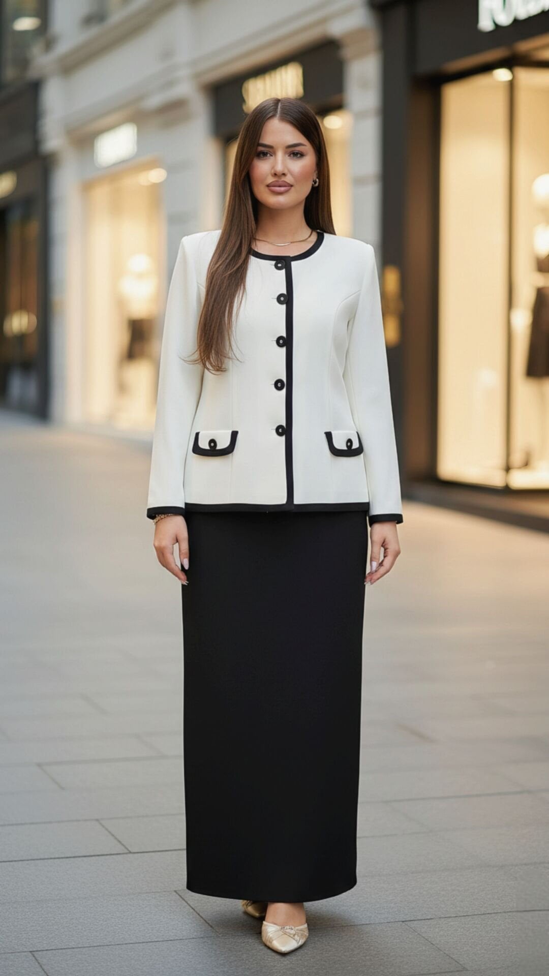 Doğaner Women | Düğme Detaylı, Etekli Kadın Takım Elbise (4399)