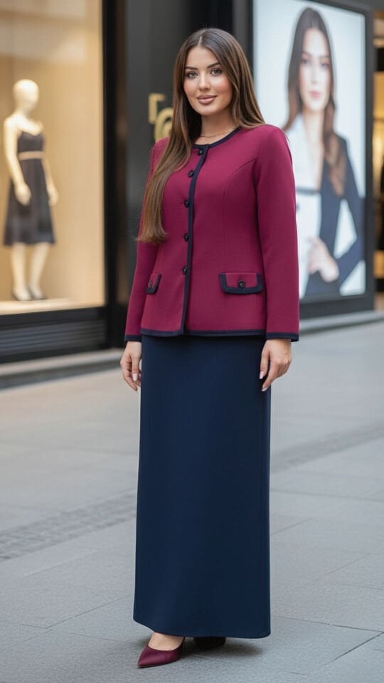 Doğaner Women | Düğme Detaylı, Etekli Kadın Takım Elbise (4399)