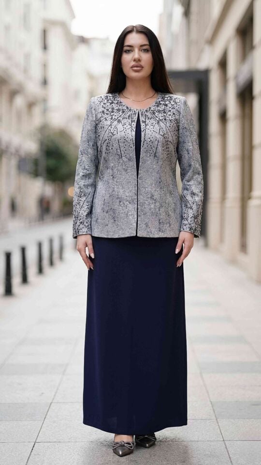 Jakar Ceket, Taş İşlemeli Kadın Abiye Takım Elbise | Doğaner Women (1465)