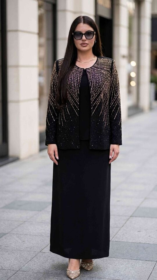 Taş İşlemeli, Etekli Kadın Abiye Takım Elbise | Doğaner Women (1365)