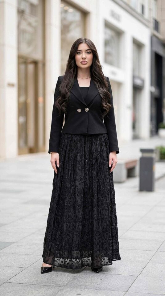 Özel Dokulu, Etekli Kadın Abiye Takım Elbise | Doğaner Women ( D79 )