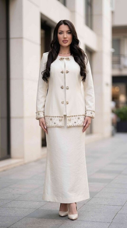 Taş İşlemeli, Etekli Kadın Abiye Takım Elbise | Doğaner Women (4467)