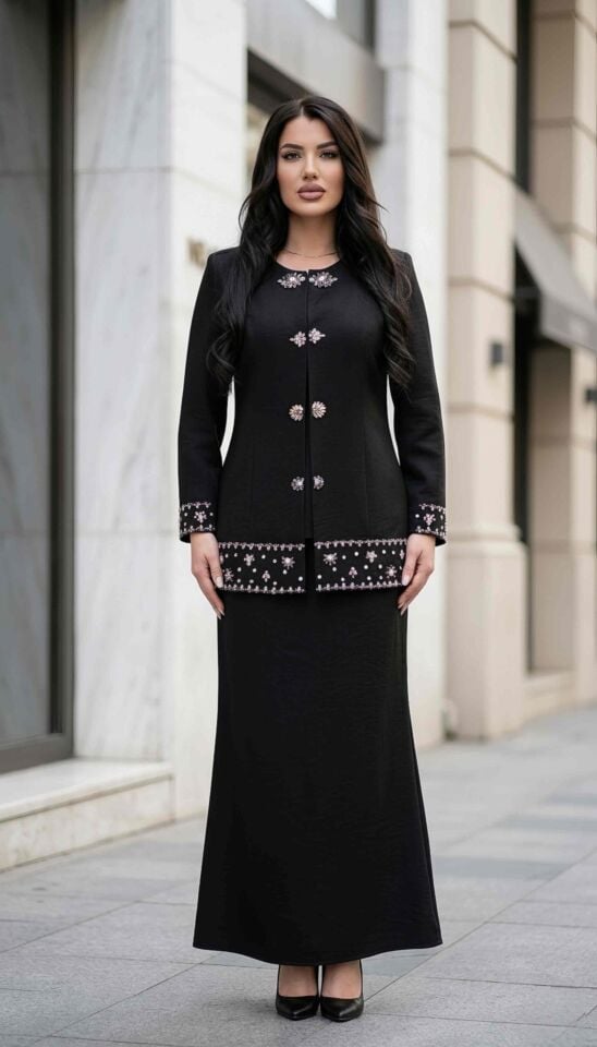 Taş İşlemeli, Etekli Kadın Abiye Takım Elbise | Doğaner Women (4467)
