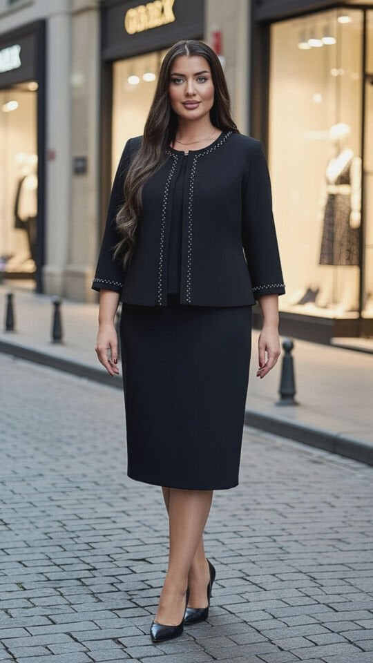 Doğaner Women | Boncuk İşlemeli, Etekli Kadın Takım Elbise (1234)