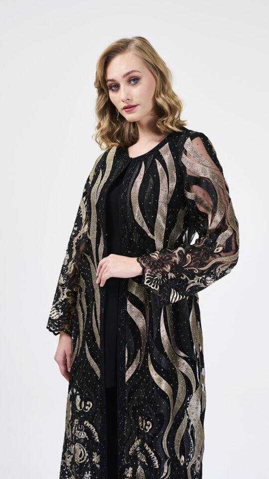 Doğaner Women | Dantel Ceket, Taş İşlemeli, Pantolonlu Kadın Takım Elbise (4197)