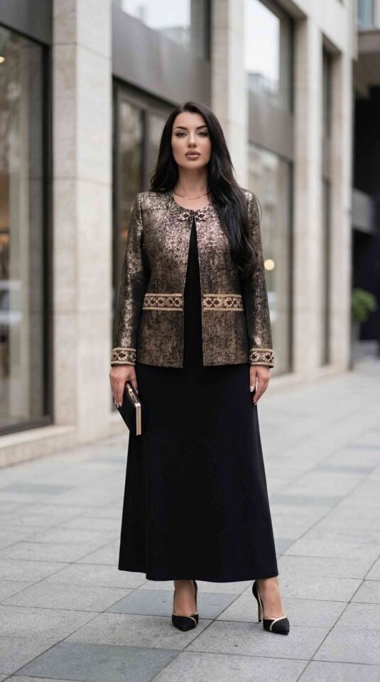 Jakar Ceket, Taş İşlemeli Kadın Takım Elbise | Doğaner Women (4452)