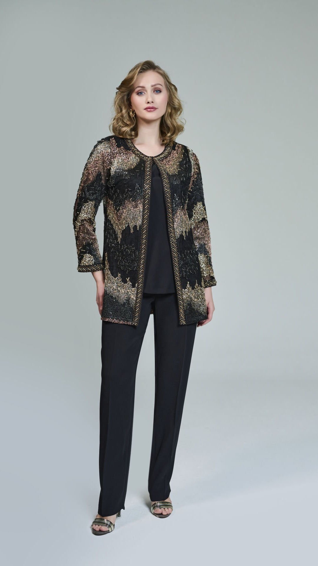 Doğaner Women | Taş İşlemeli, Dantel Ceket, Pantolonlu Kadın Takım Elbise (4169)