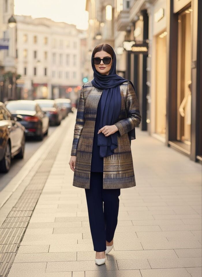 Doğaner Women | Jakar Ceket, Taş İşlemeli, Pantolonlu Kadın Takım Elbise (4343)