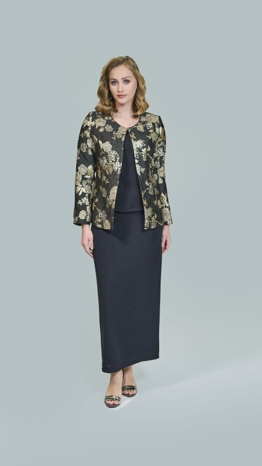 Doğaner Women | Jakar Kumaş, Boncuk İşlemeli, Etekli Kadın Takım Elbise (4312)