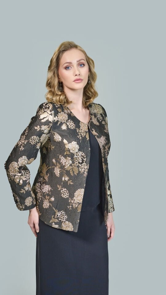 Doğaner Women | Jakar Kumaş, Boncuk İşlemeli, Etekli Kadın Takım Elbise (4312)