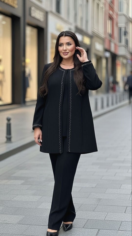 Doğaner Women | Boncuk İşlemeli, Pantolonlu Kadın Takım Elbise (1232)