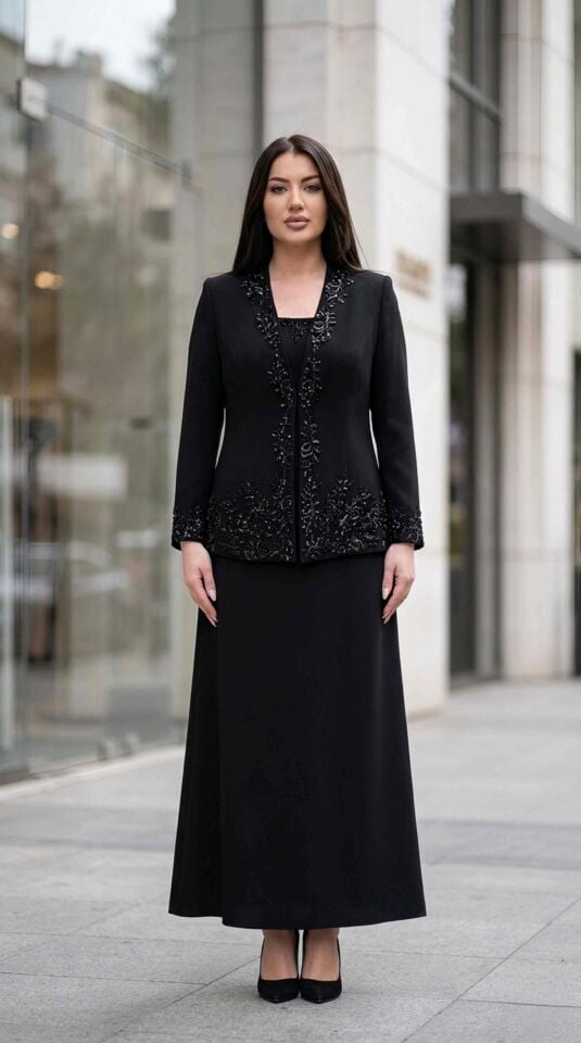 Boncuk ve Dantel İşlemeli, Kadın Takım Elbise | Doğaner Women (4485)