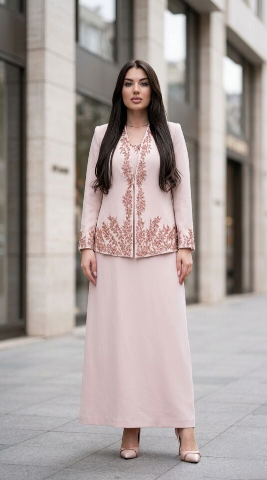 Boncuk ve Dantel İşlemeli, Kadın Takım Elbise | Doğaner Women (4485)