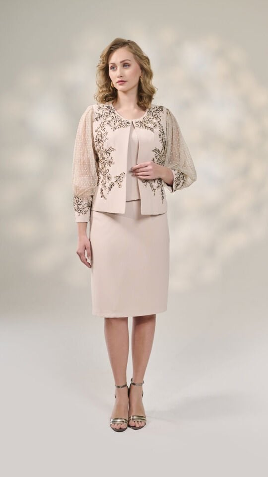 Doğaner Women | Boncuk İşlemeli, Etekli Kadın Takım Elbise (4298)