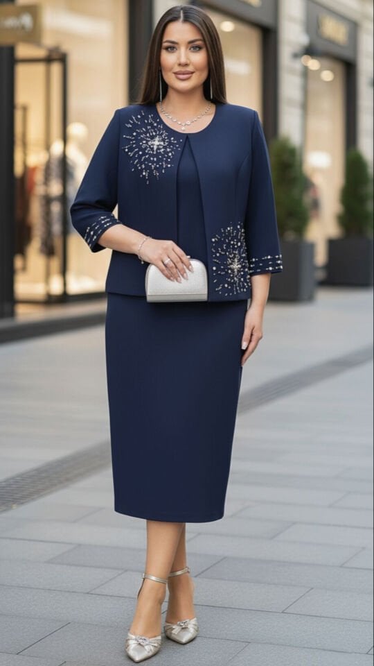 Doğaner Women | Taş İşlemeli, Etekli Kadın Takım Elbise (1214)