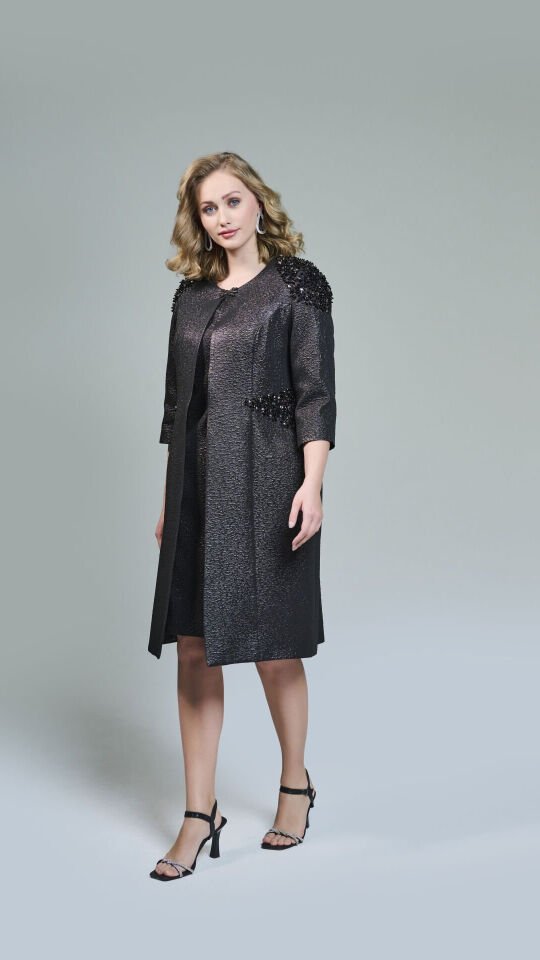 Doğaner Women | Jakar Ceket, Jakar Elbise, Boncuk İşlemeli, Kadın Takım Elbise (4308)