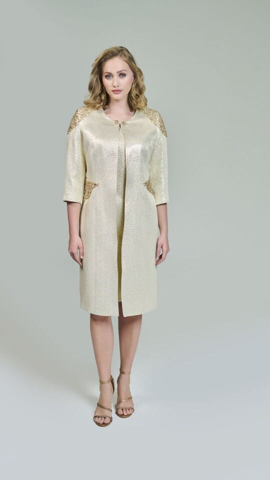 Doğaner Women | Jakar Ceket, Jakar Elbise, Boncuk İşlemeli, Kadın Takım Elbise (4308)