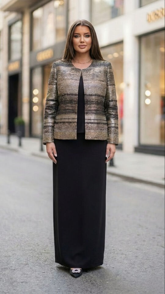 Doğaner Women | Taş İşlemeli, Etekli Kadın Takım Elbise (4335)