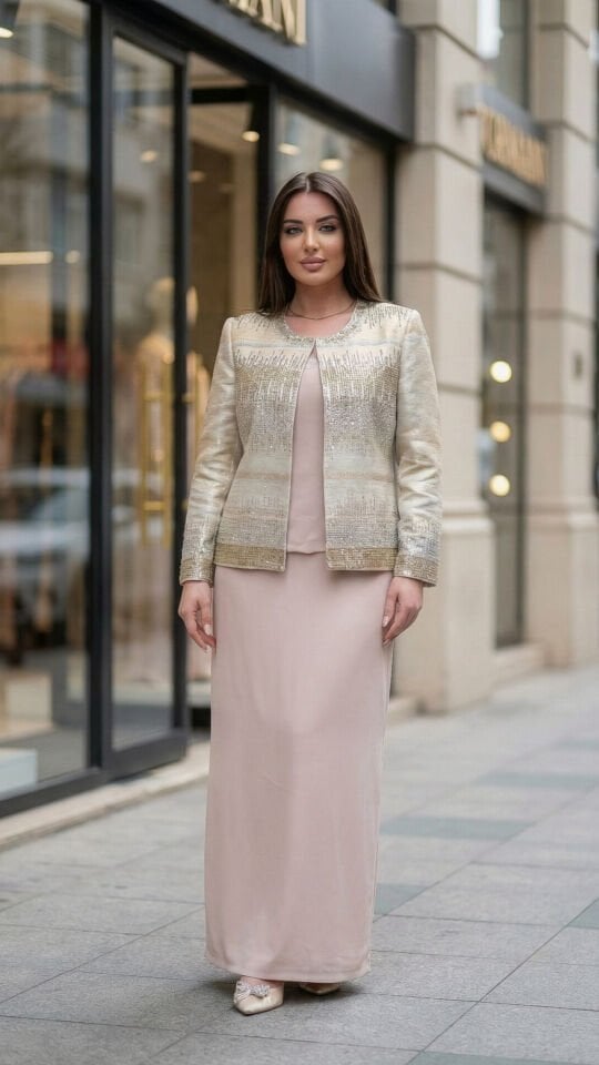 Doğaner Women | Taş İşlemeli, Etekli Kadın Takım Elbise (4335)