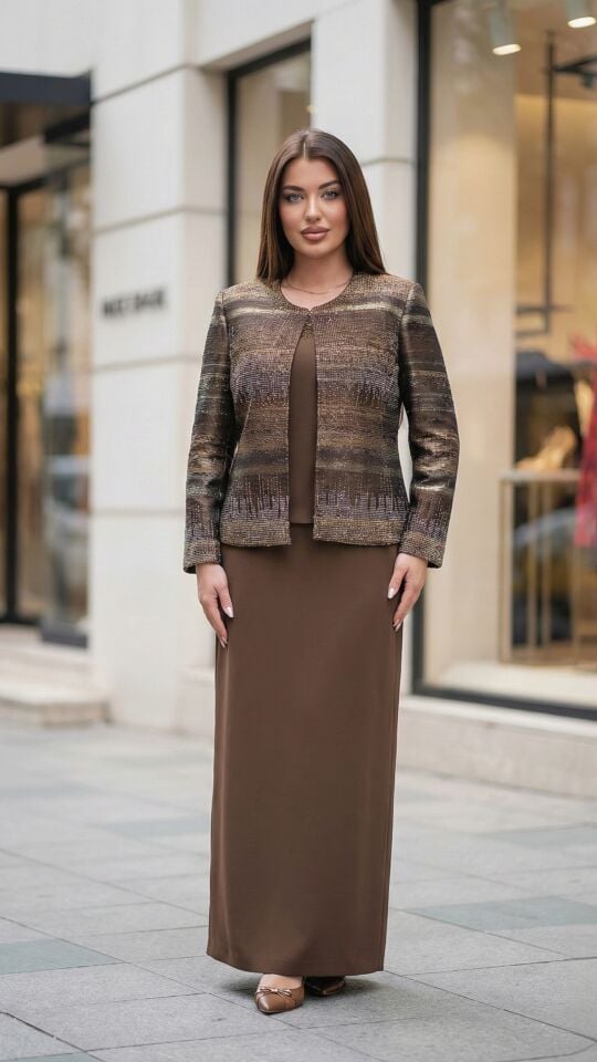 Doğaner Women | Taş İşlemeli, Etekli Kadın Takım Elbise (4335)