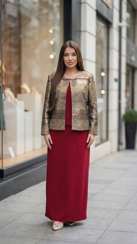 Doğaner Women | Taş İşlemeli, Etekli Kadın Takım Elbise (4335)