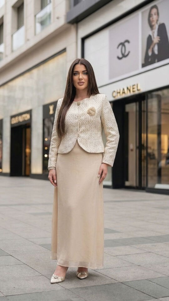 Doğaner Women | Jakar Ceket, Broş Detaylı, Etekli Kadın Takım Elbise (4438)