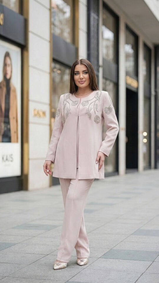 Doğaner Women | Taş İşlemeli, Pantolonlu Kadın Takım Elbise (4433)