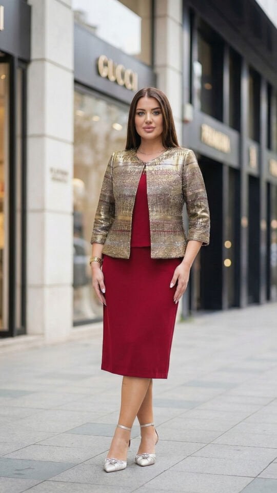 Doğaner Women | Taş İşlemeli, Etekli Kadın Takım Elbise (4310)