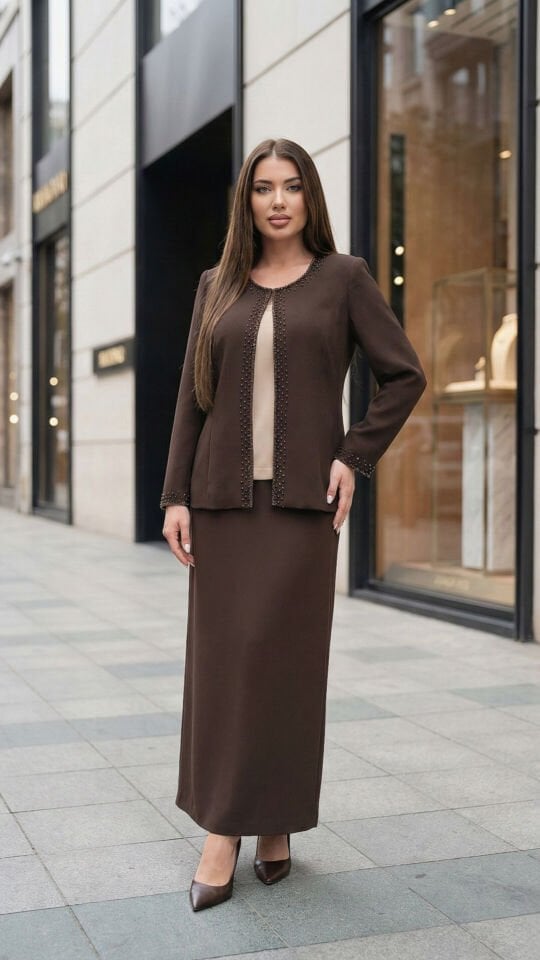 Doğaner Women | Boncuk İşlemeli, Etekli Kadın Takım Elbise (1345)