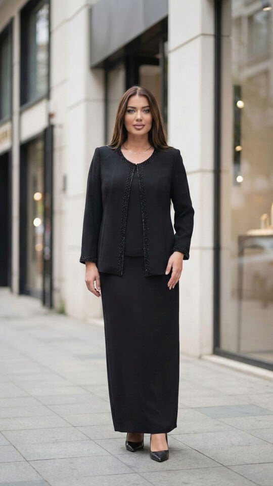 Doğaner Women | Boncuk İşlemeli, Etekli Kadın Takım Elbise (1345)