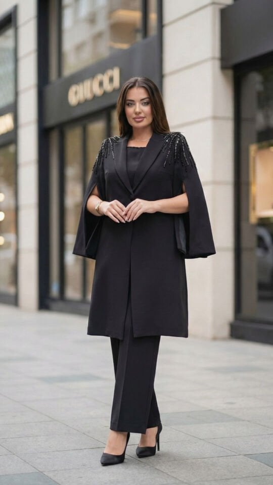 Doğaner Women | Boncuk İşlemeli, Pantolonlu Kadın Takım Elbise (4421)