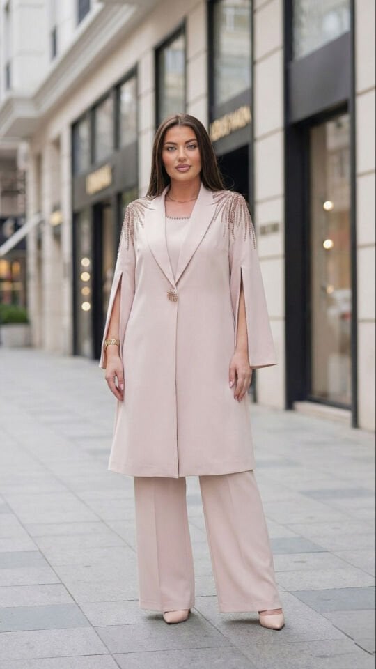 Doğaner Women | Boncuk İşlemeli, Pantolonlu Kadın Takım Elbise (4421)