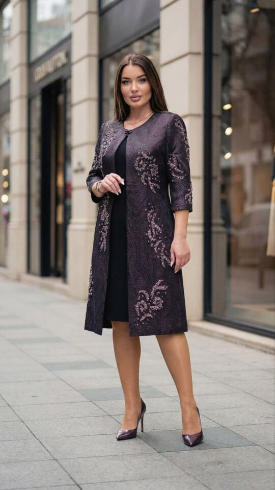 Doğaner Women | Jakar Ceket, Taş İşlemeli Kadın Takım Elbise (4446)