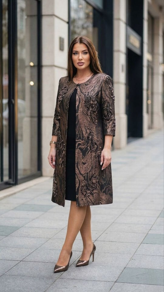 Doğaner Women | Jakar Ceket, Taş İşlemeli Kadın Takım Elbise (4446)