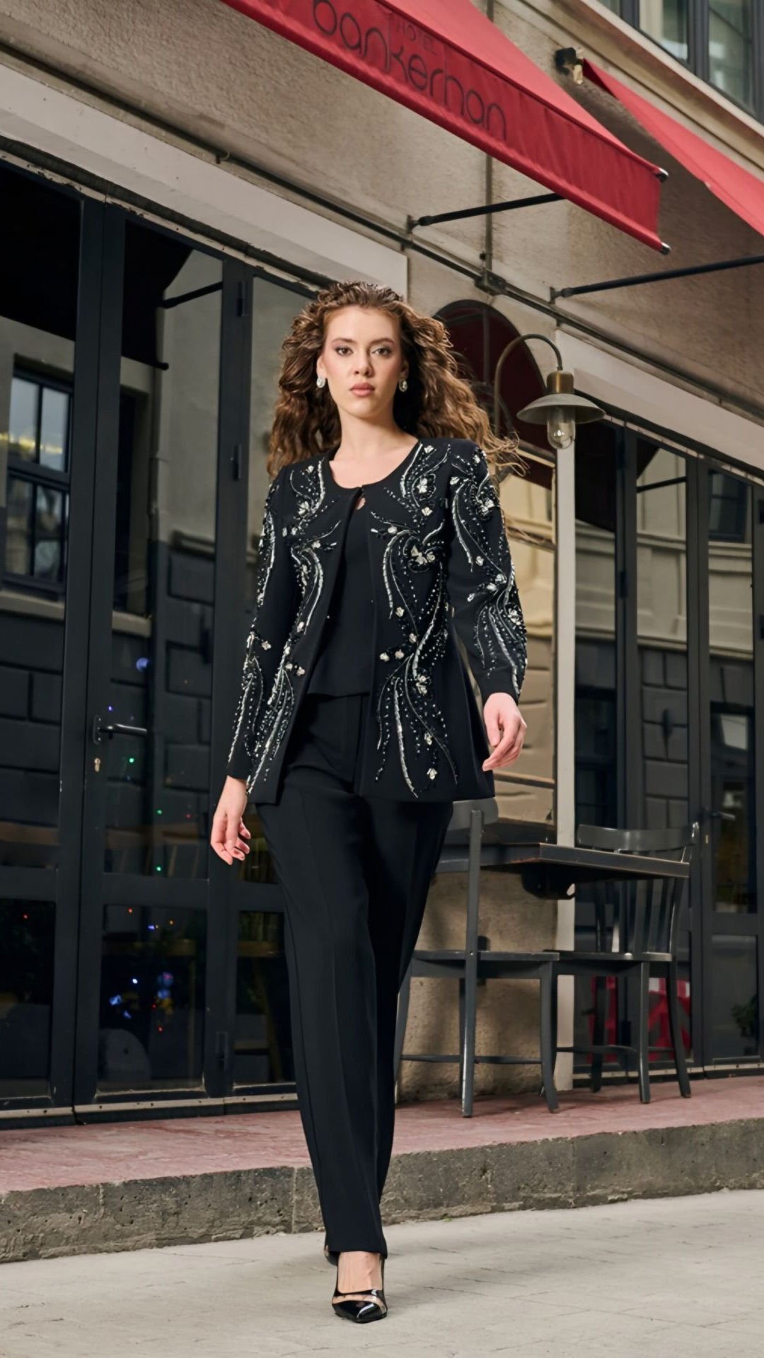 Doğaner Women | Taş İşlemeli, Pantolonlu Kadın Takım Elbise (4138)