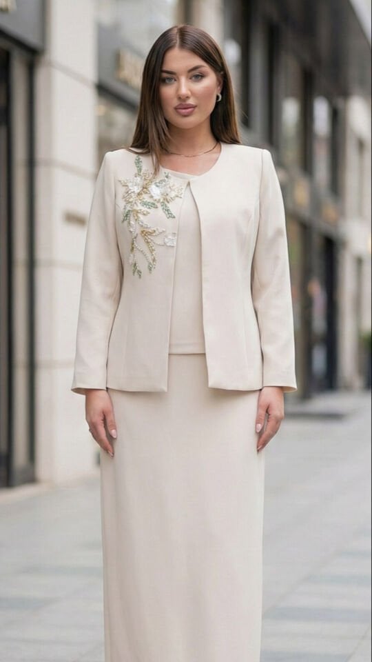 Doğaner Women | Taş İşlemeli, Etekli Kadın Takım Elbise (4453)