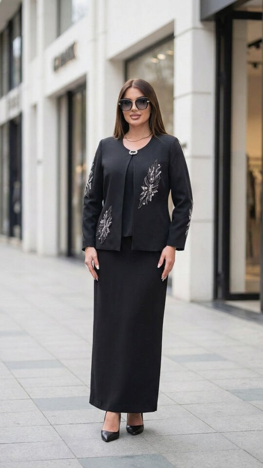 Doğaner Women | Taş İşlemeli, Etekli Kadın Takım Elbise (4443)