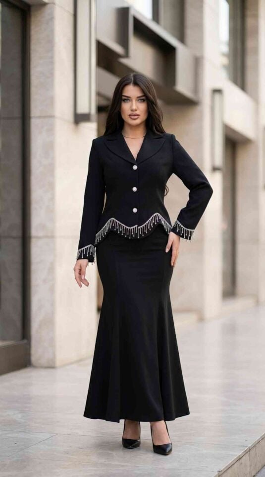 Zincir İşlemeli, Etekli Kadın Takım Elbise | Doğaner Women (4488)