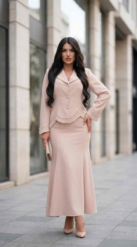 Zincir İşlemeli, Etekli Kadın Takım Elbise | Doğaner Women (4488)
