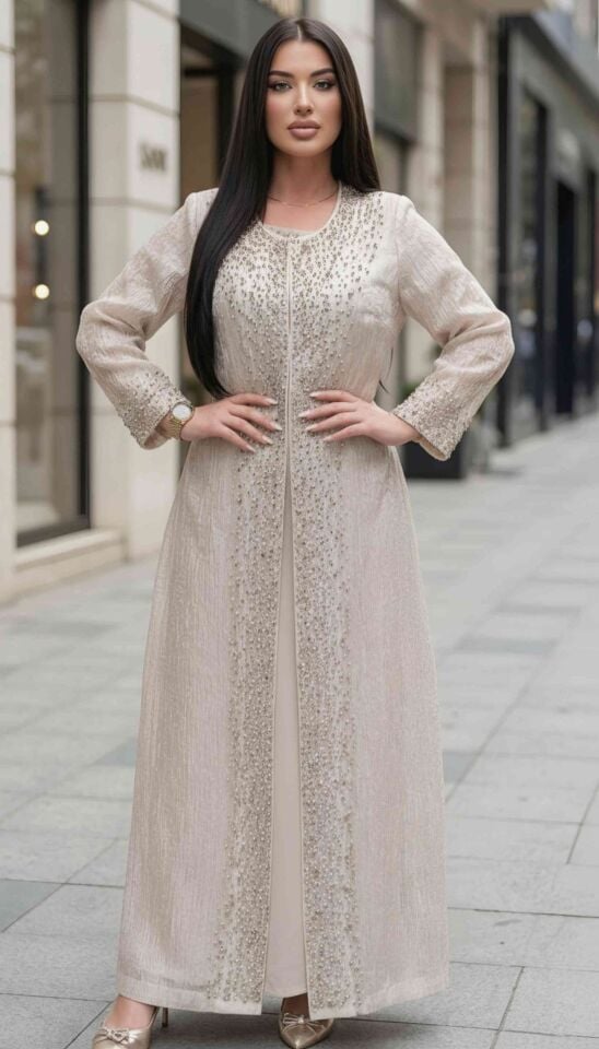 Organze Ceket, Taş İşlemeli, Kadın Abiye Takım Elbise | Doğaner Women (4035)