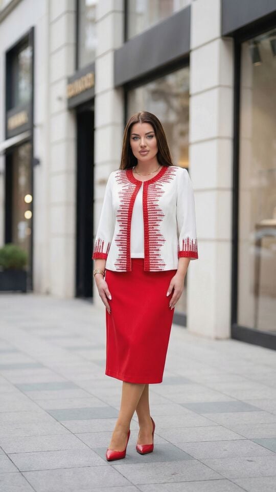 Doğaner Women | Taş İşlemeli, Etekli Kadın Takım Elbise (1444)