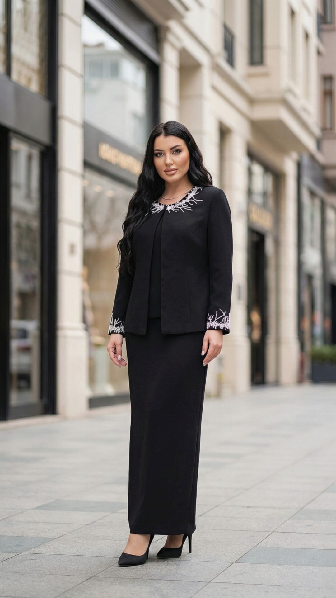 Doğaner Women | Taş İşlemeli, Etekli Kadın Takım Elbise (1055)