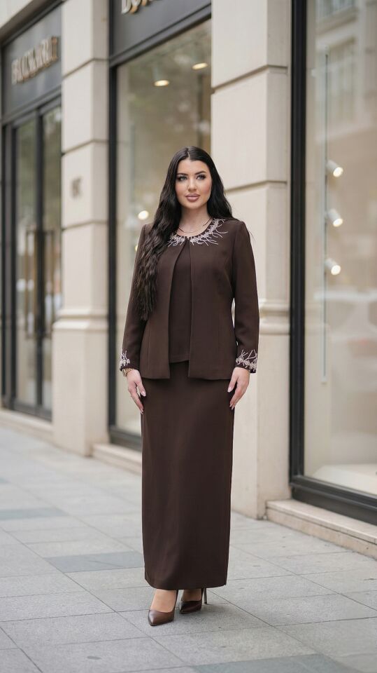 Taş İşlemeli, Etekli Kadın Takım Elbise | Doğaner Women (1055)